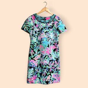 Lilly Pulitzer Tamaya Dress Onyx Let’s Get Wild Tropical Plant Summer Women’s S